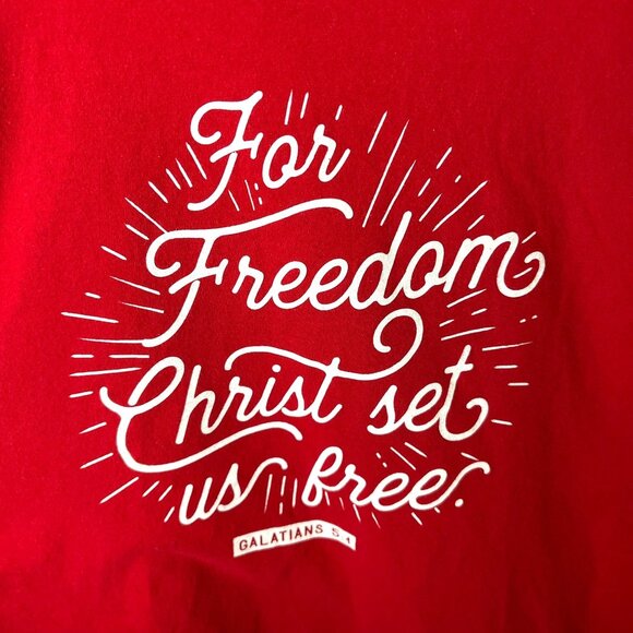 Freedom Christ Set Us Free Jesus T Shirt Medium M Red Graphic Tee - Picture 5 of 12